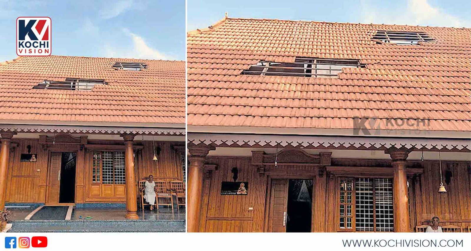വിമാനം അസാധാരണമായ വിധത്തിൽ താഴ്ന്നു പറന്നു; വീടിന്റെ 120 ഓടുകള്‍ പറന്നുപോയി